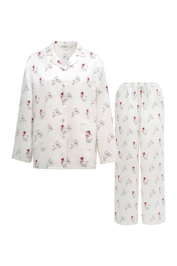Bubbie 22 Momme Silk Printed Long-Sleeve Pajama Set