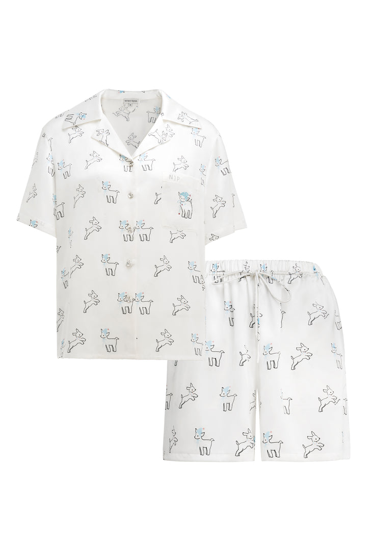 Bubbie 22 Momme Silk Printed Short-Sleeve Pajama Set