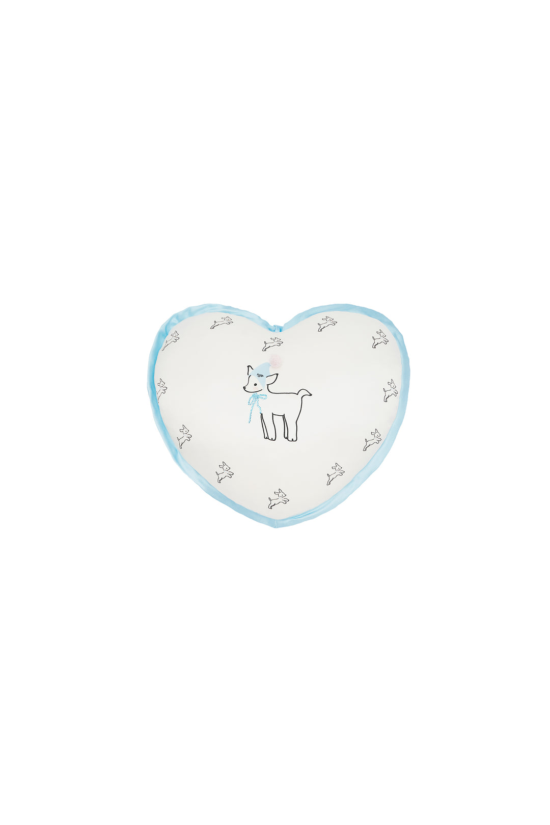 Bubbie 22 Momme Silk Printed Rhinestone Pom-Pom Heart Pillow