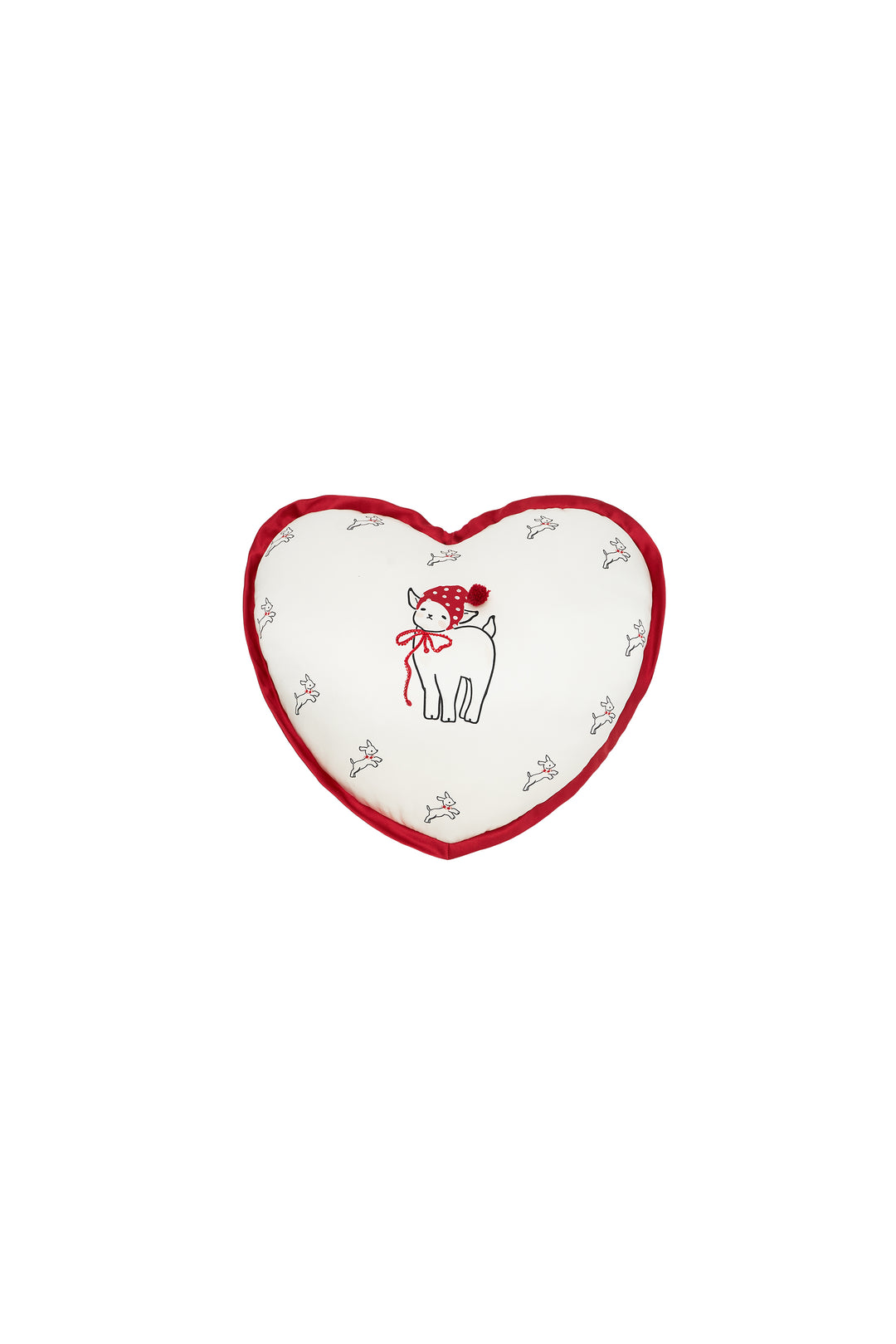 Bubbie 22 Momme Silk Printed Rhinestone Pom-Pom Heart Pillow