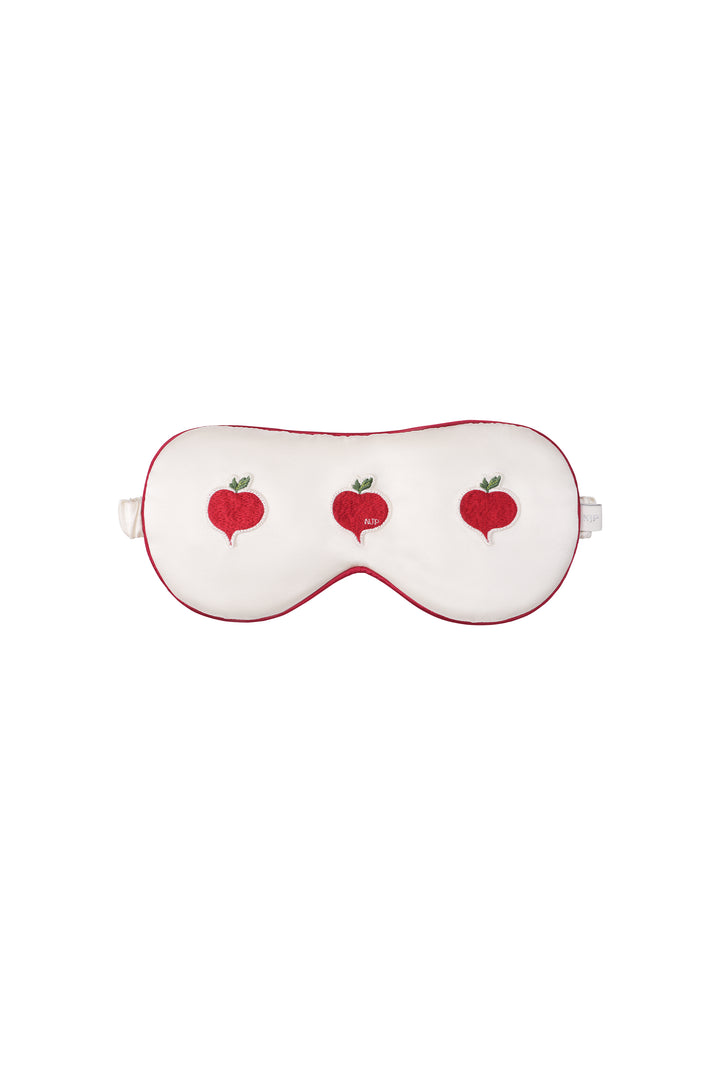 Farm Edit Red Turnip Embroidered 22 Momme Silk Eye Mask