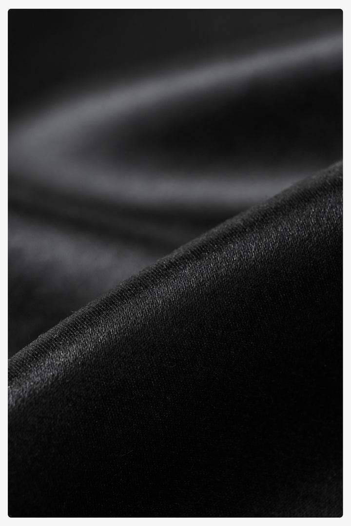 PAJA Dinner Hour Silk-Wool Satin Black Jacket