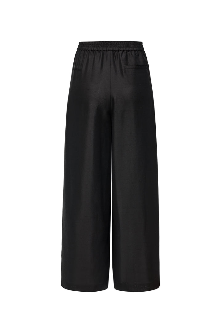 PAJA Farm Edit Dupion Silk Wide-Leg Trousers - Black