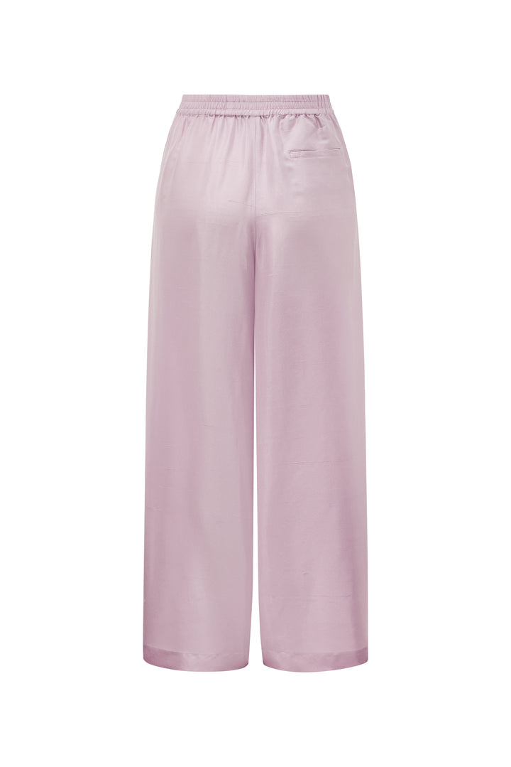 PAJA Farm Edit Dupion Silk Wide-Leg Trousers - Pink