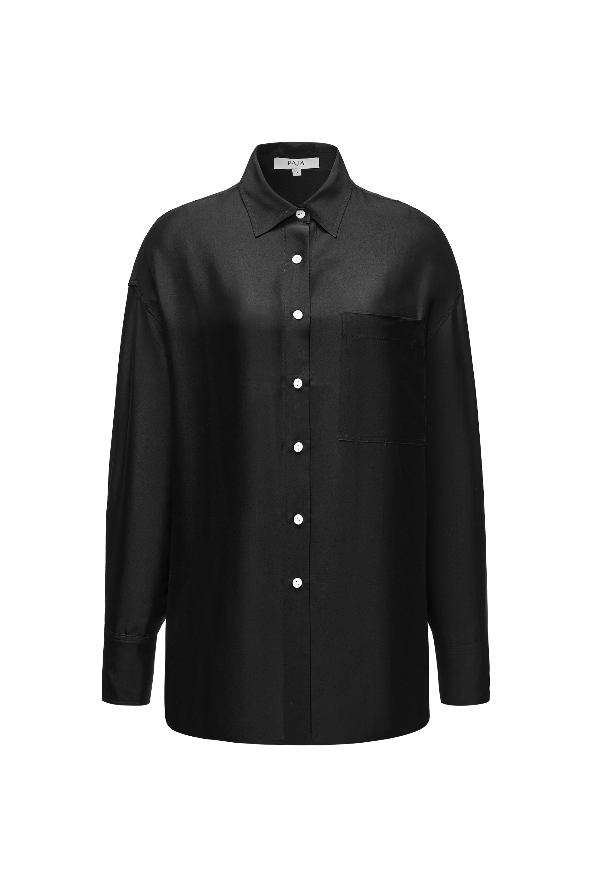 PAJA Farm Edit Dupion Silk Long-Sleeved Shirt - Black-Silk Shirt-Black-S-P7302-Not Just Pajama
