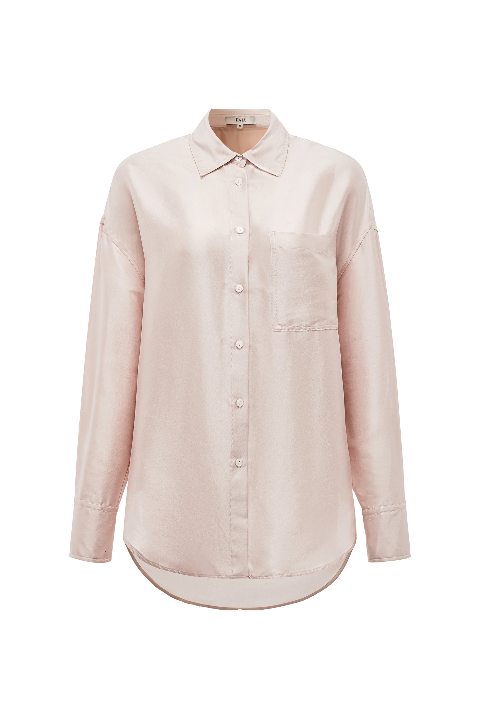 PAJA Farm Edit Dupion Silk Long-Sleeved Shirt - Black-Silk Shirt-Rose Pink-S-P7302-Not Just Pajama
