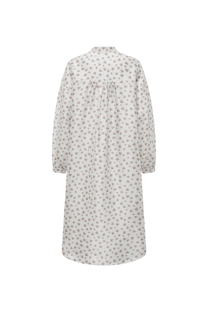 PAJA Farm Edit Dupion Silk Printed Long-Sleeved Shirt Dress - White
