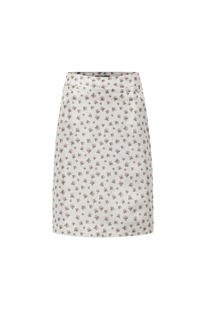 PAJA Farm Edit Dupion Silk Floral Print Midi Skirt - White