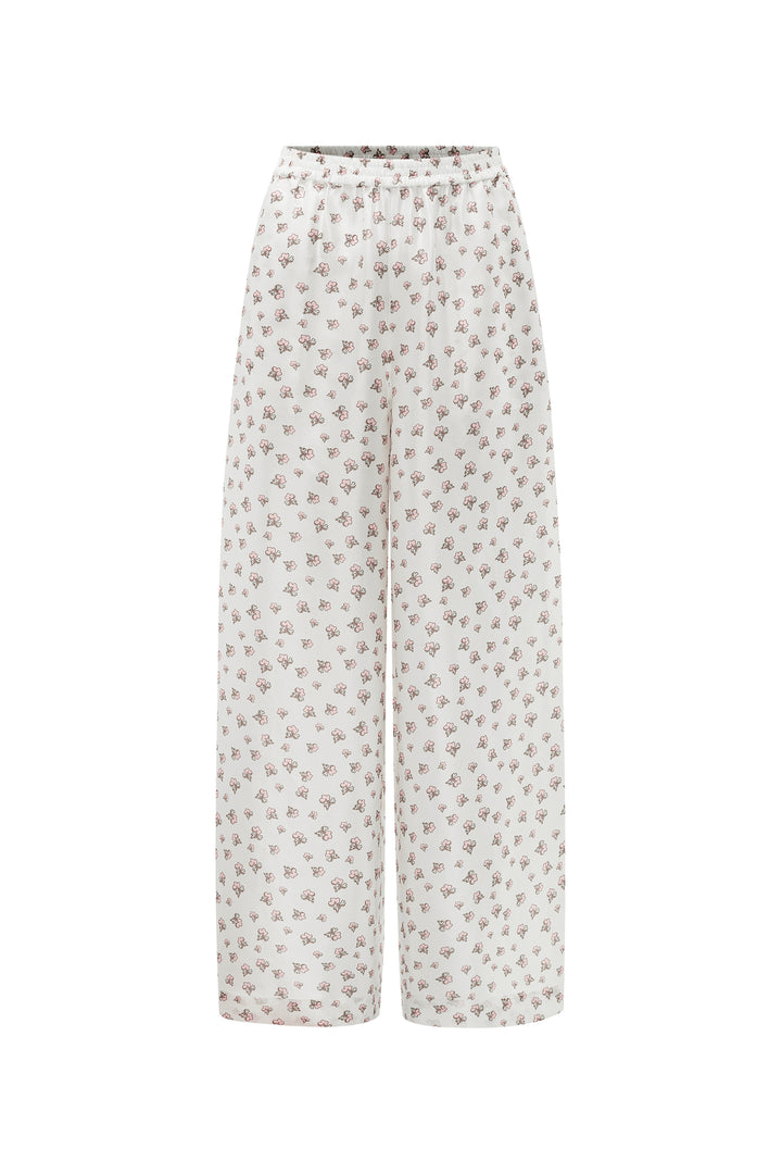 PAJA Farm Edit Dupion Silk Floral Print Trousers - Black
