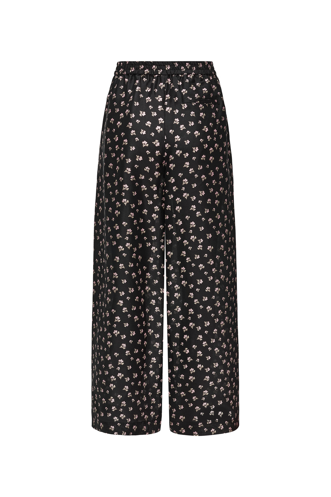 PAJA Farm Edit Dupion Silk Floral Print Trousers - Black