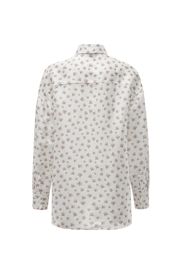 PAJA Farm Edit Dupion Silk Floral Print Shirt - White