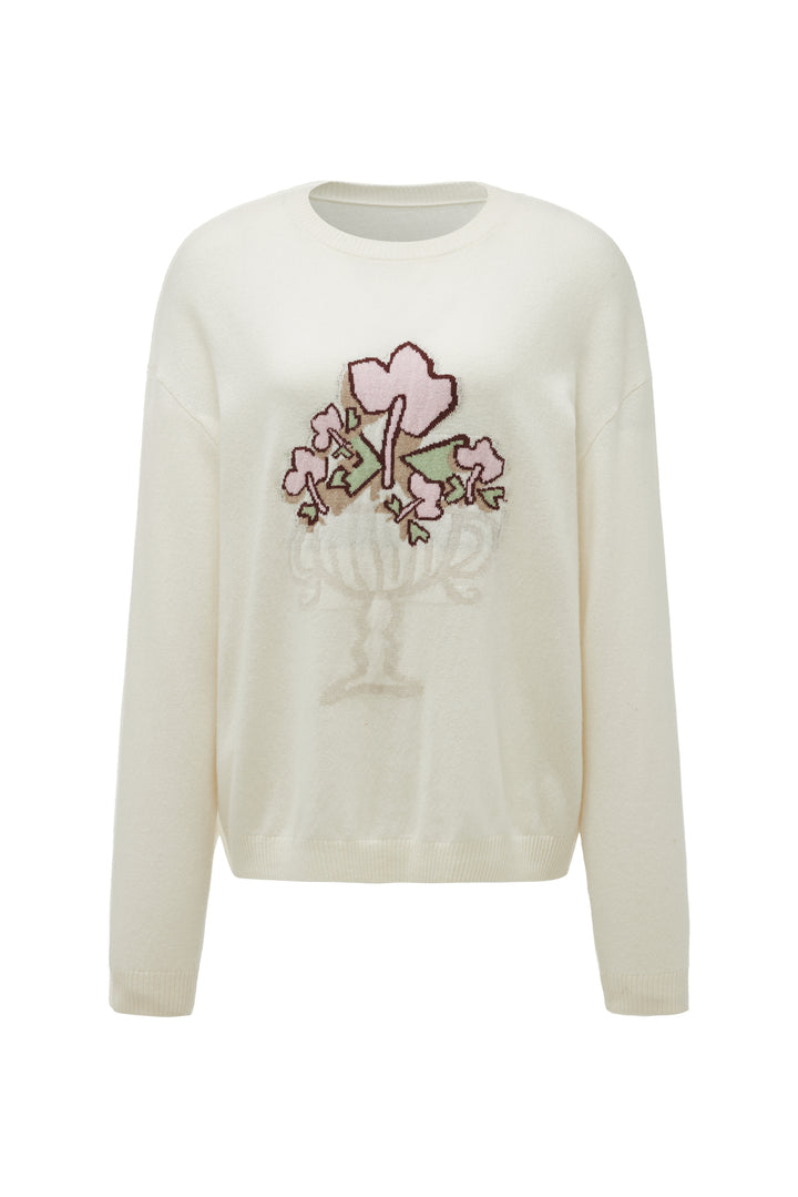 PAJA Farm Edit Jacquard-Knit Crew Neck Sweater