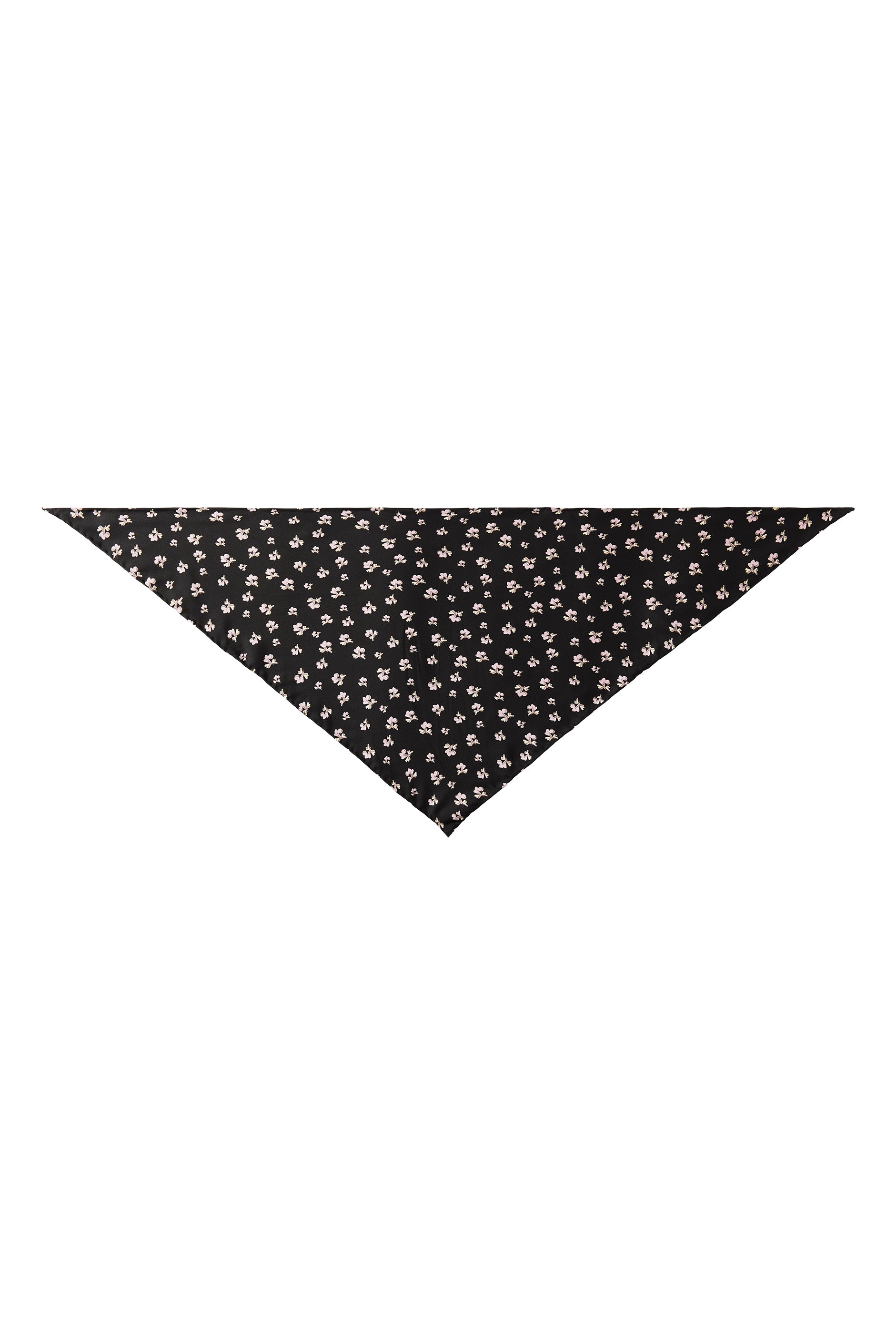 PAJA Farm Edit Dupion Silk Floral Print Triangle Scarf - Black