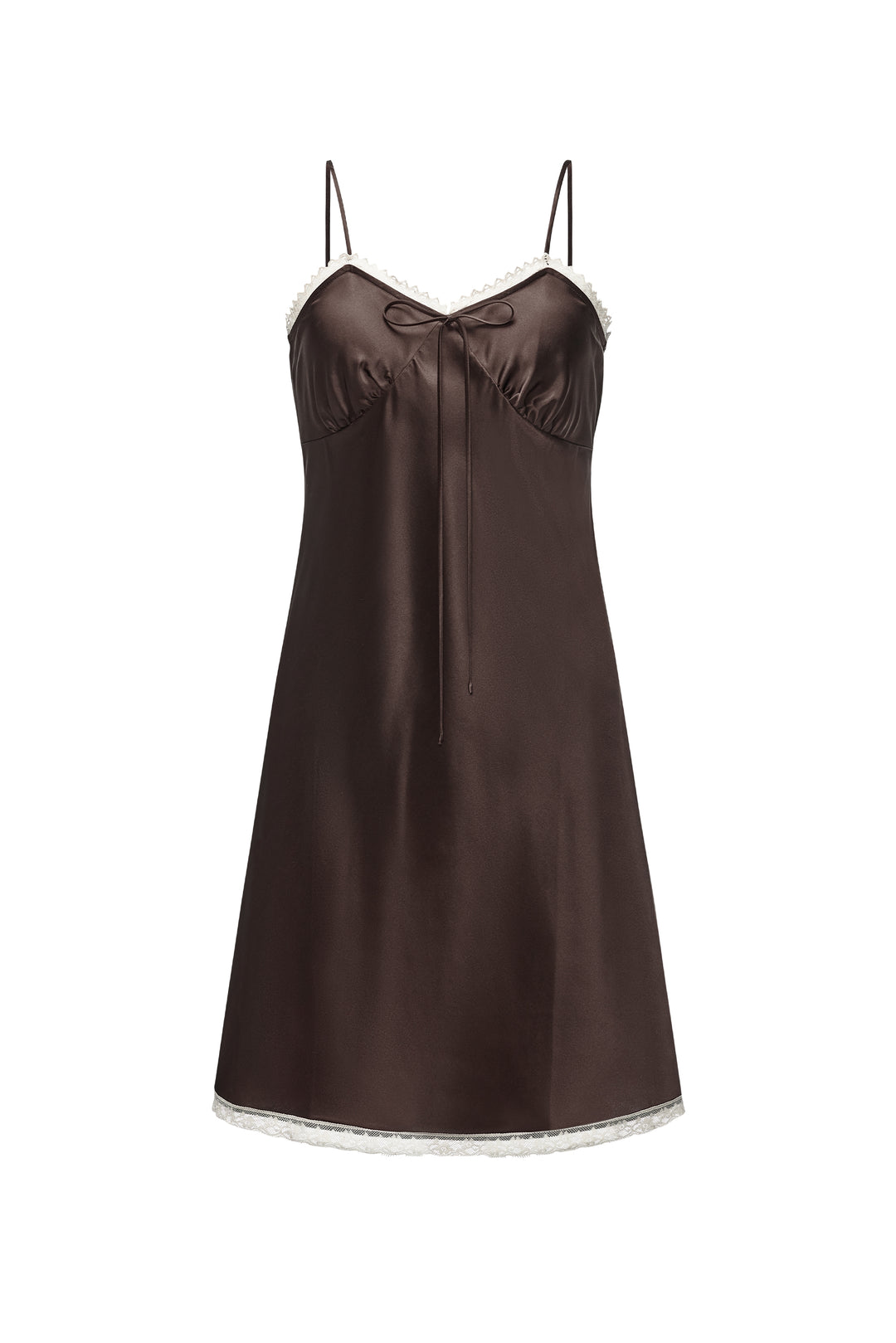 PAJA Farm Edit Silk Bias-Cut Lace Slip Dress - Brown Not Just Pajama PAJA Farm Edit Silk Bias-Cut Lace Slip Dress - Brown Not Just Pajama