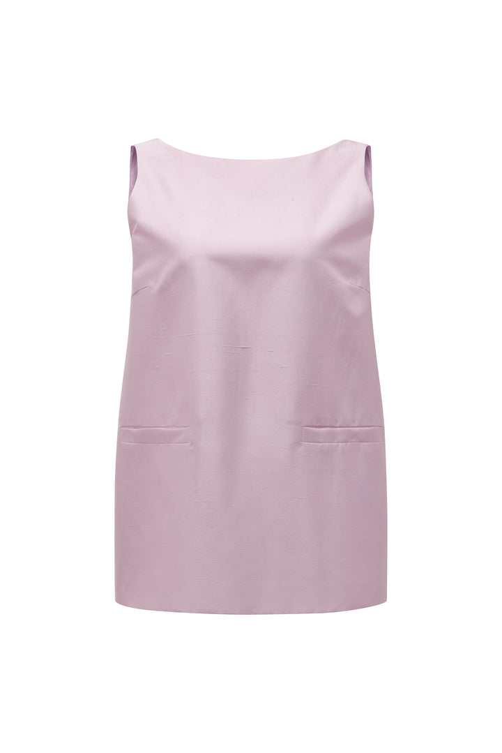 PAJA Farm Edit Dupion Silk Deep V-Back Top - Pink