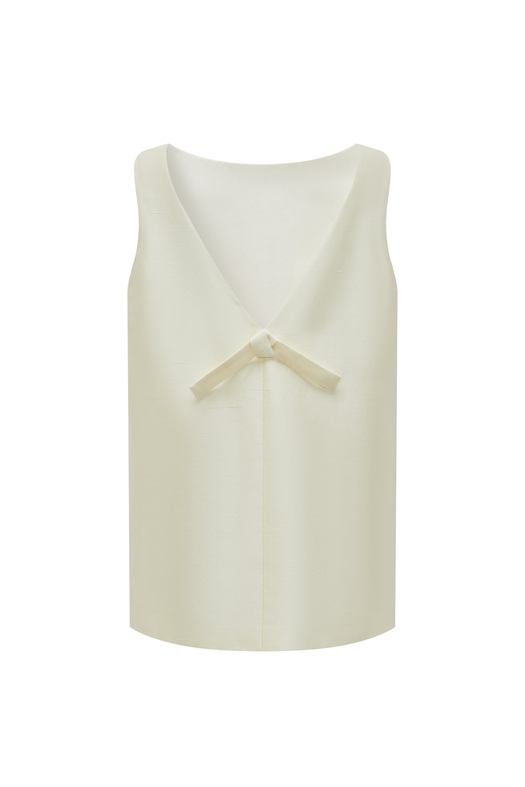 PAJA Farm Edit Dupion Silk V-Neck Backless Top - Pale Yellow