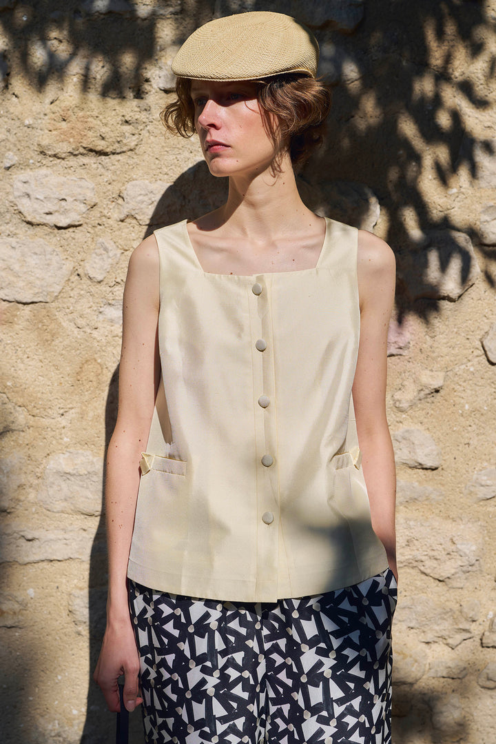 PAJA Out After Brunch Mulberry Silk Sleeveless A-Line Top