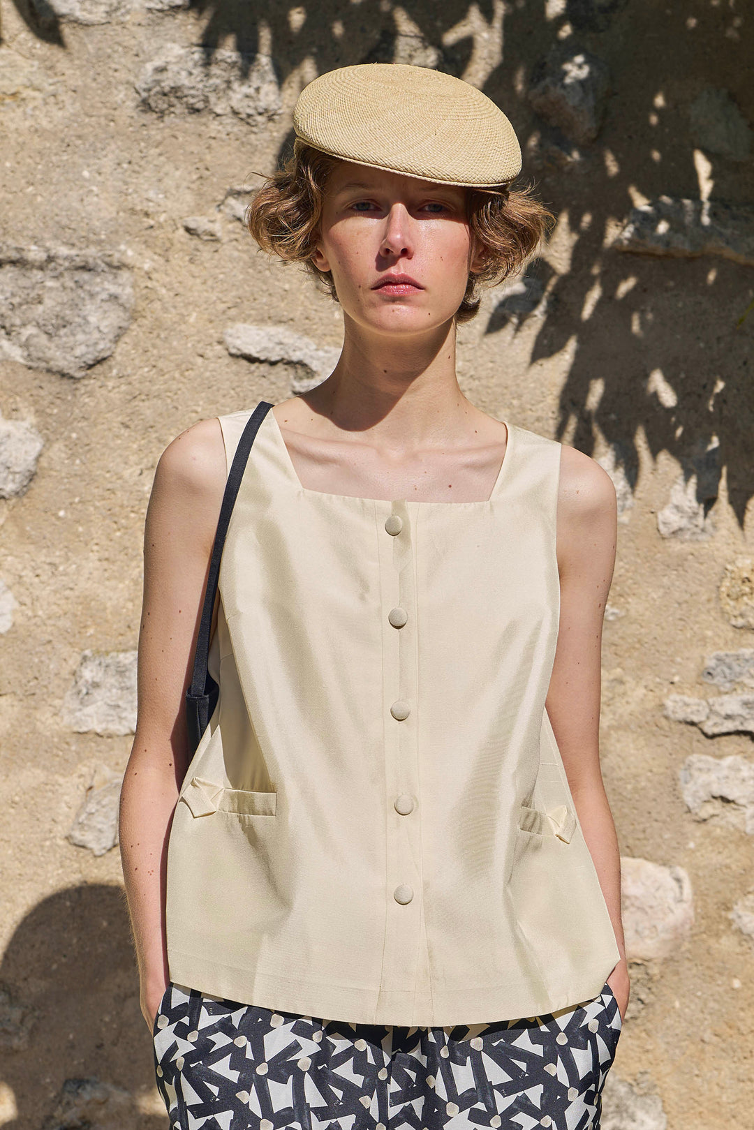 PAJA Out After Brunch Mulberry Silk Sleeveless A-Line Top