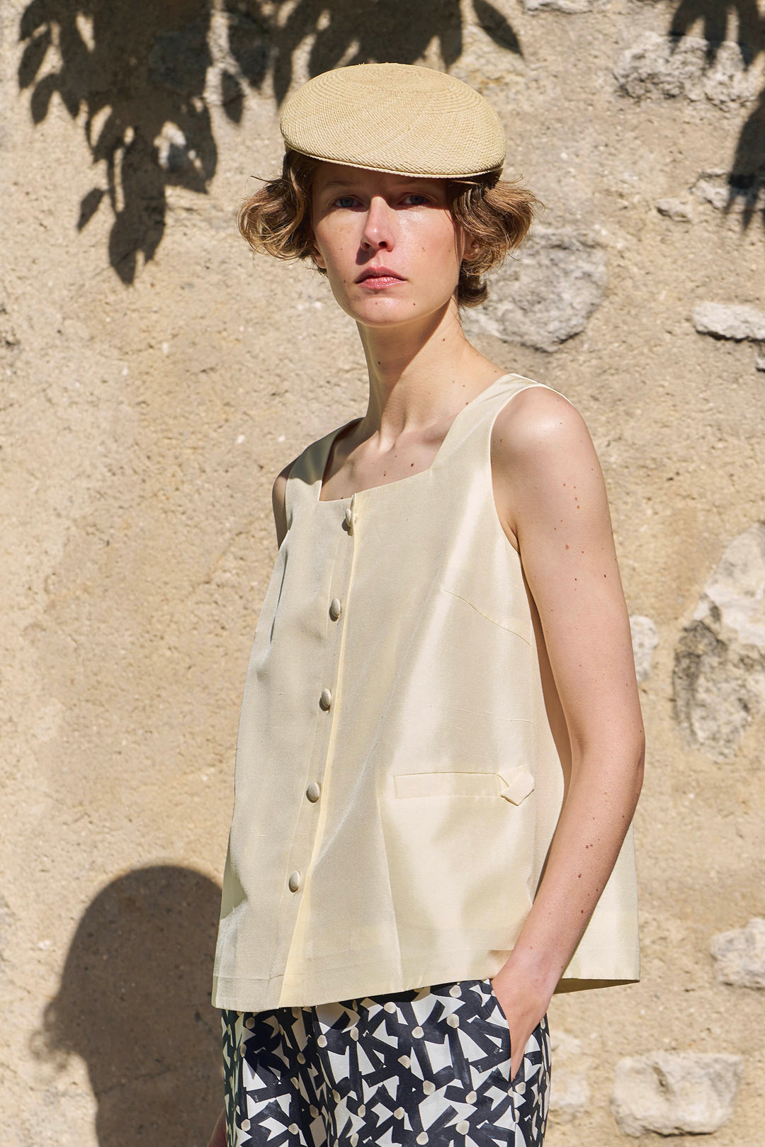 PAJA Out After Brunch Mulberry Silk Sleeveless A-Line Top