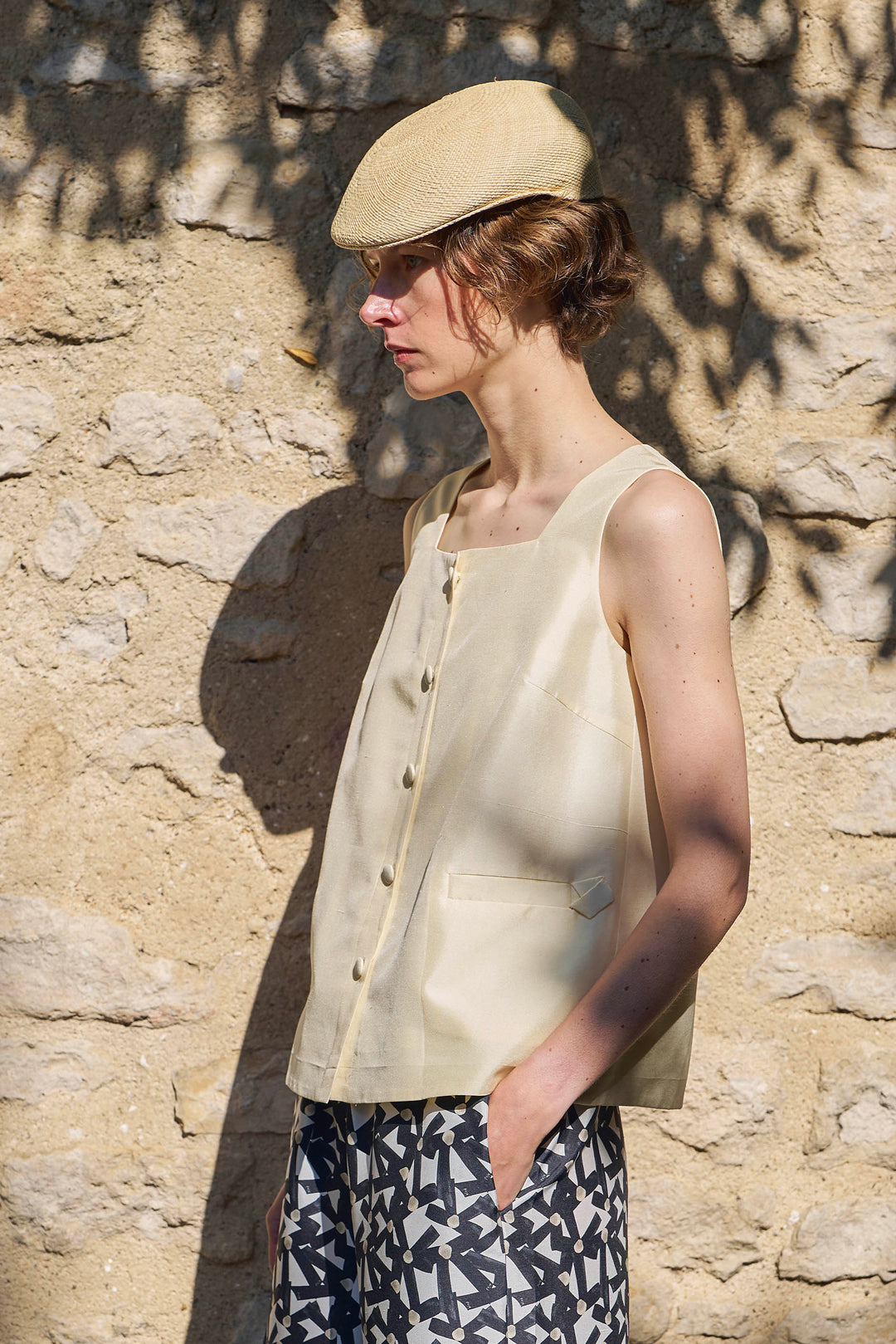 PAJA Out After Brunch Mulberry Silk Sleeveless A-Line Top