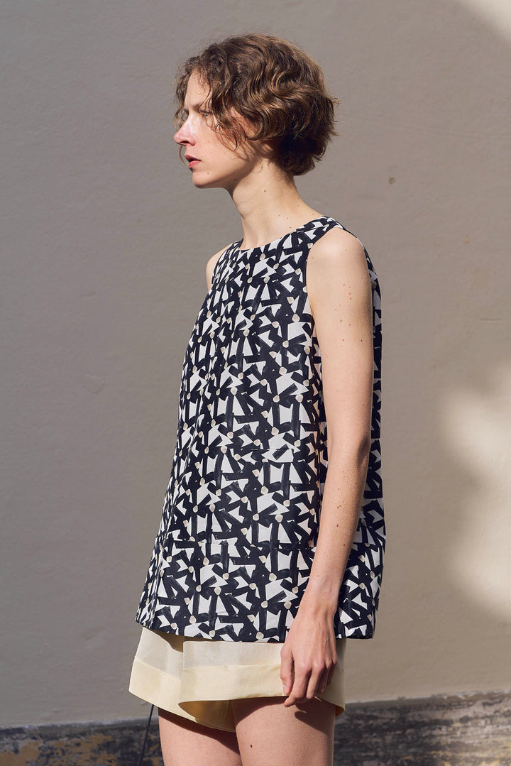 PAJA Out After Brunch Mulberry Silk A-Line Sleeveless Top