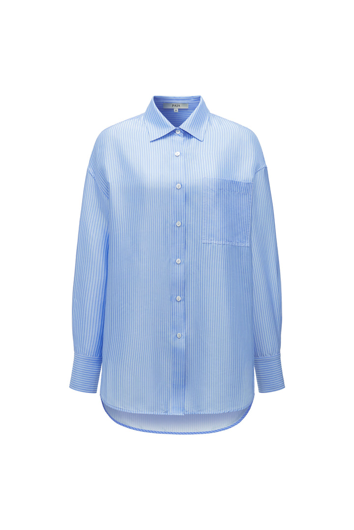 PAJA Out After Brunch Mulberry Silk Striped Shirt