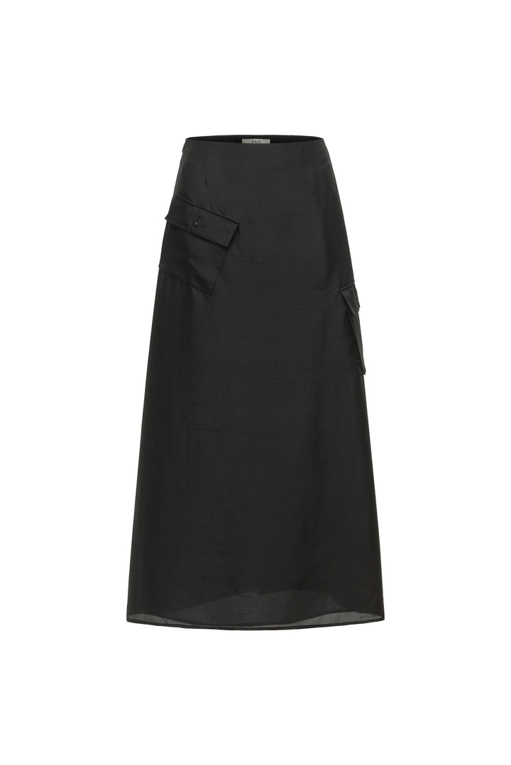 Black silk skirt on a white background