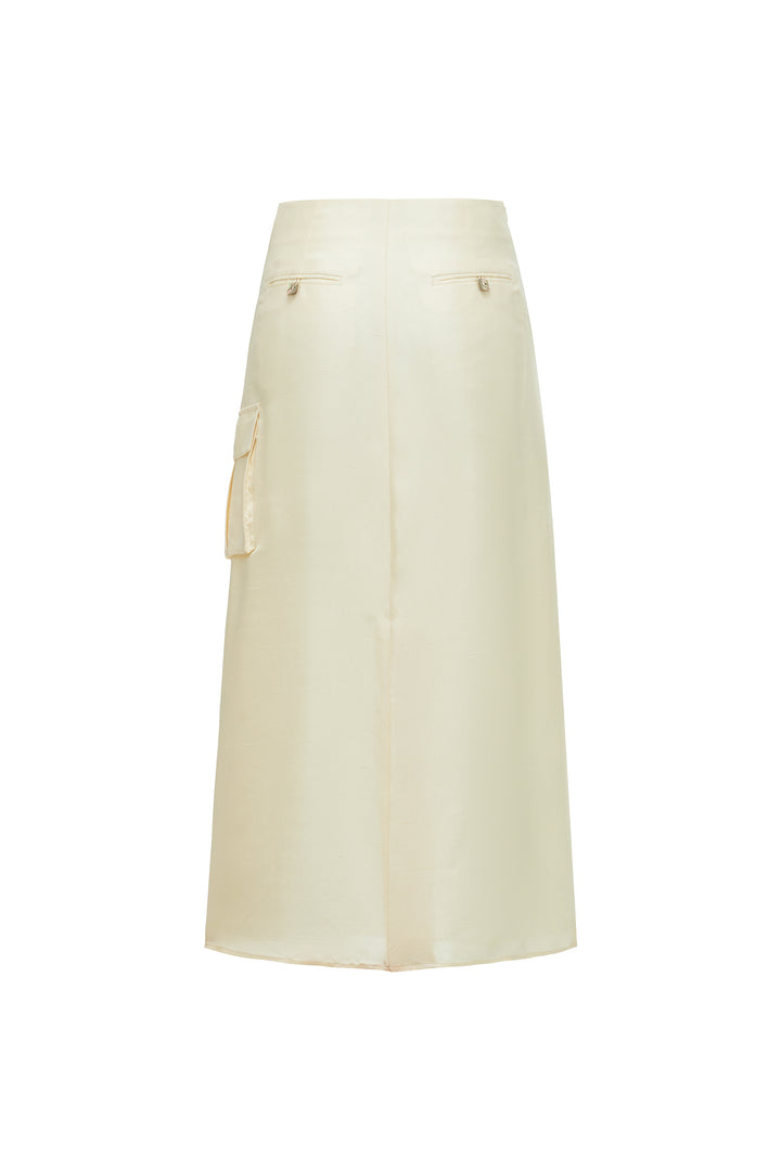 PAJA Out After Brunch Mulberry Silk Utility Midi Skirt