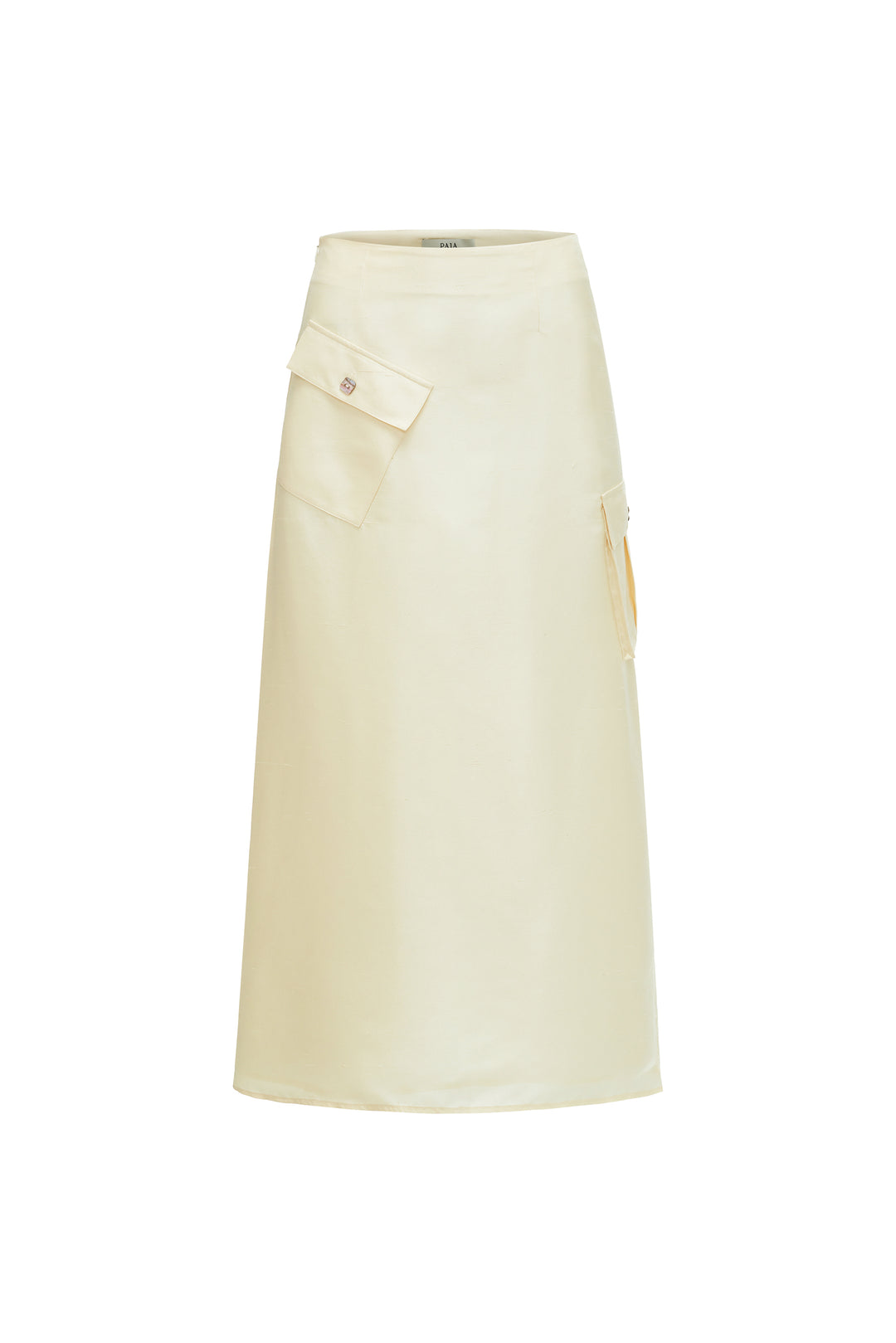 light yellow silk skirt on a white background