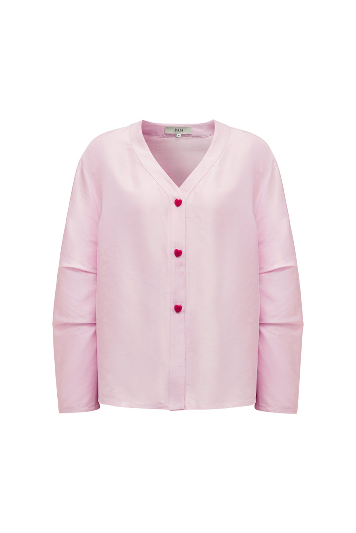 PAJA Out After Brunch Silk Contrast Trim Button Shirt