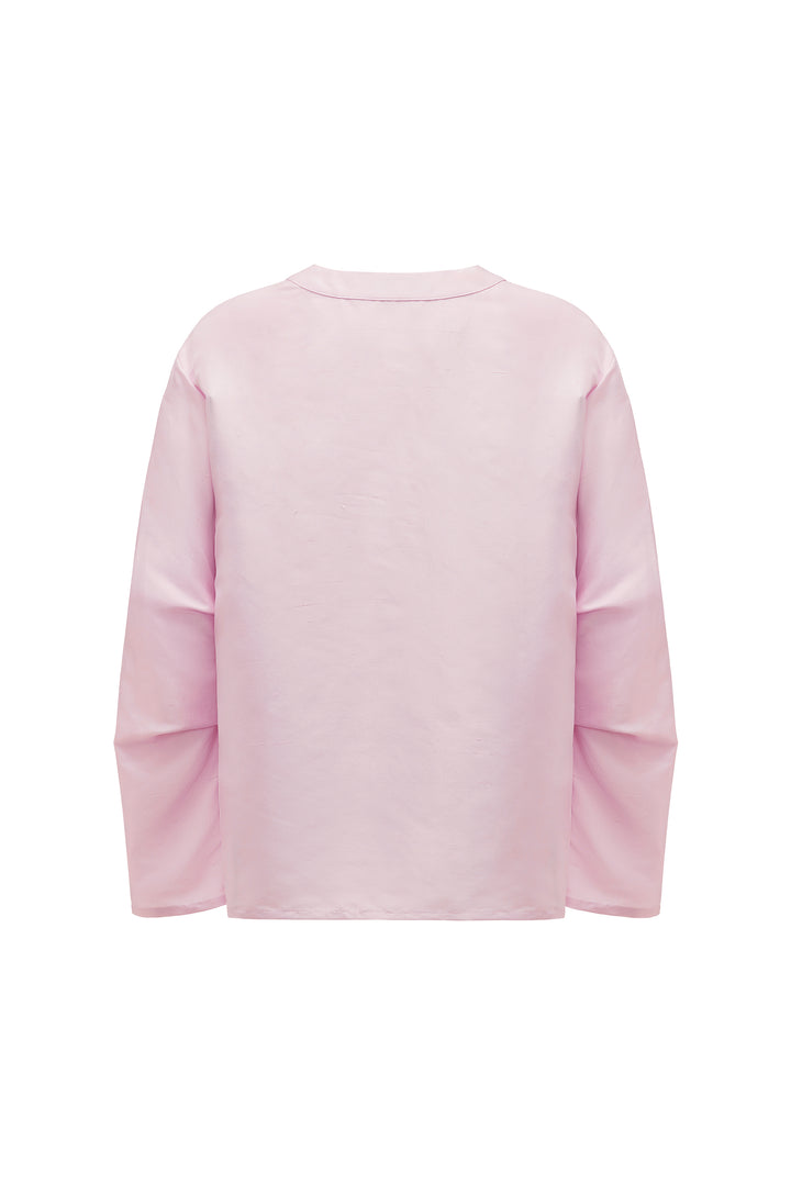 PAJA Out After Brunch Silk Contrast Trim Button Shirt