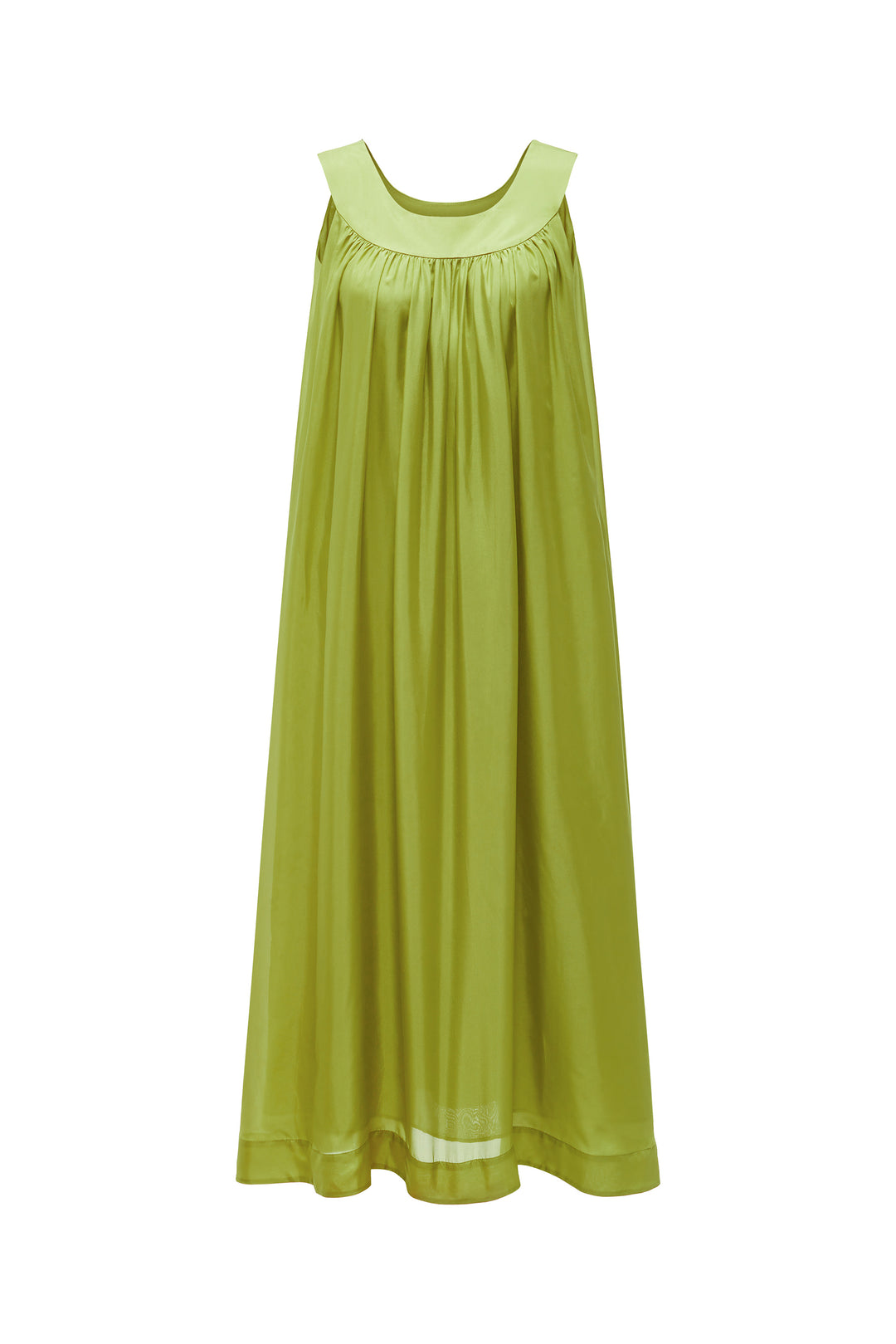 Green Silk dress on a white background