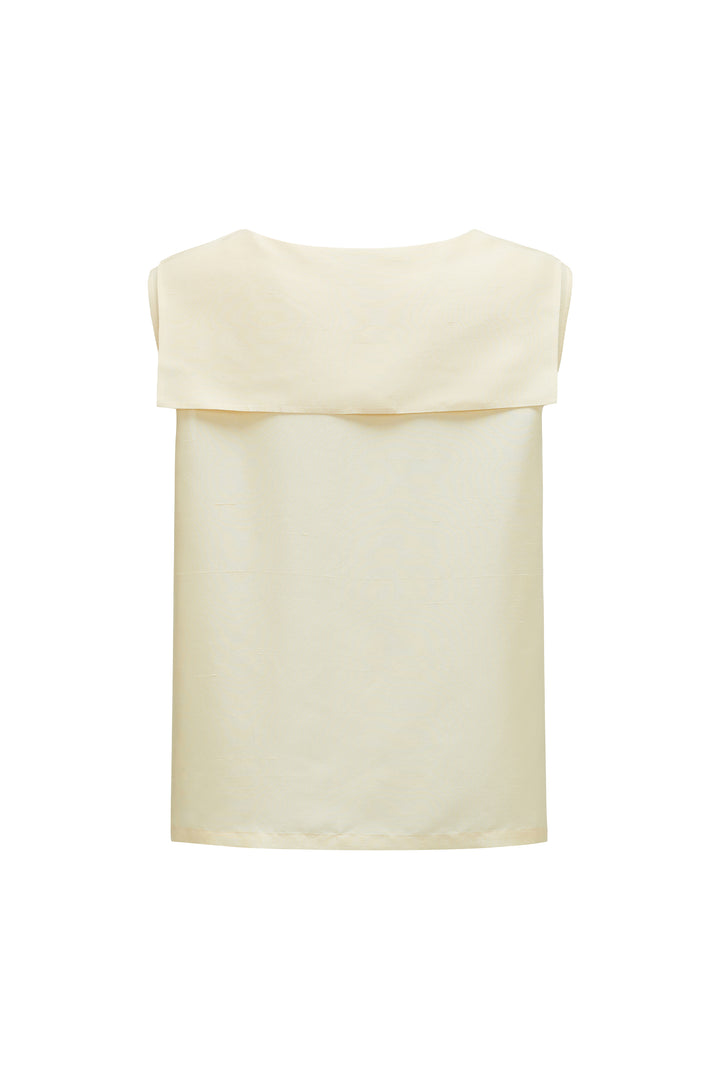 PAJA Out After Brunch Mulberry Silk Sailor Collar Sleeveless Top