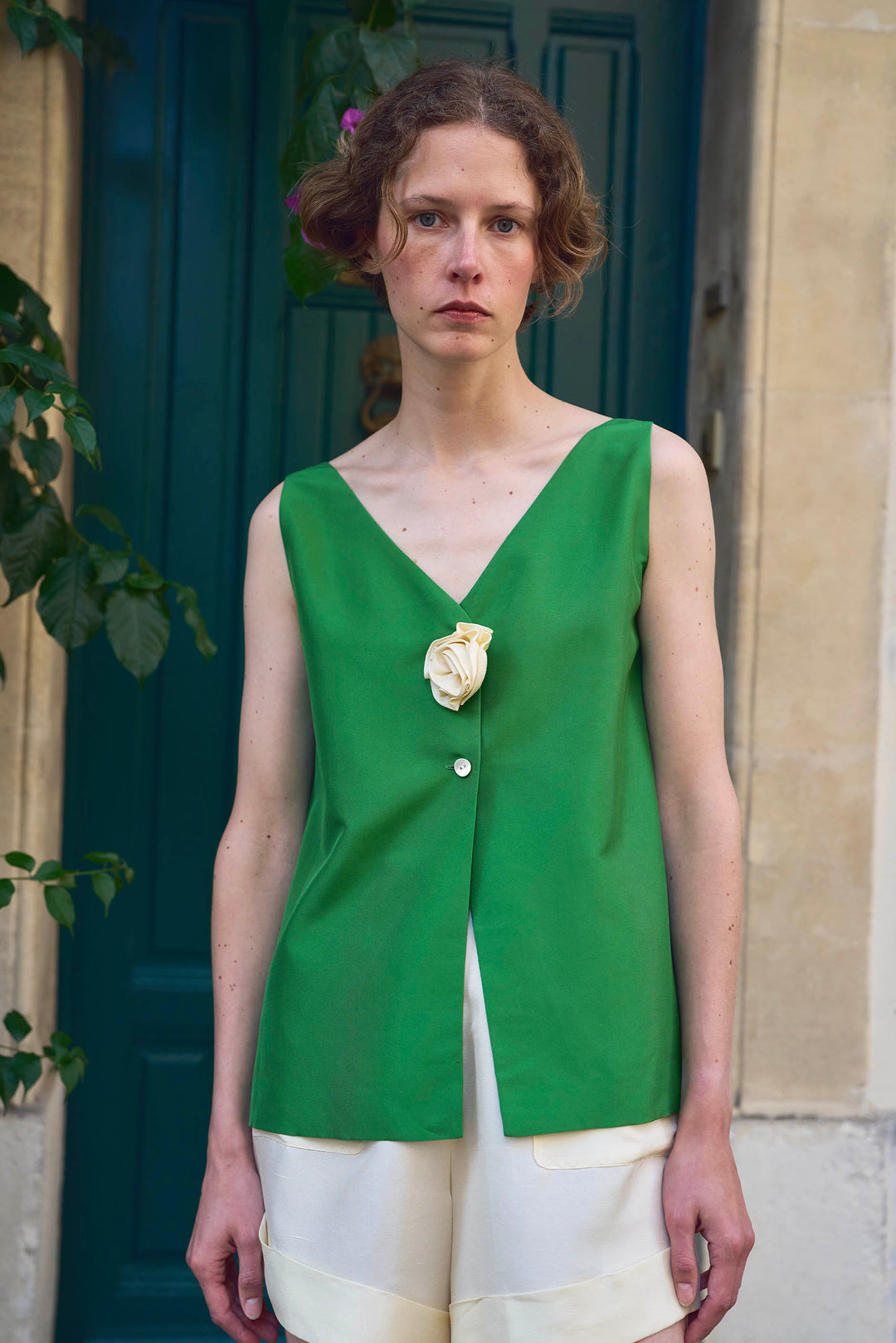 PAJA Out After Brunch Reversible Mulberry Silk Floral Vest Top