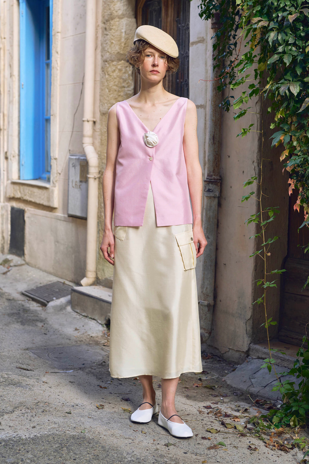 PAJA Out After Brunch Reversible Mulberry Silk Floral Vest Top