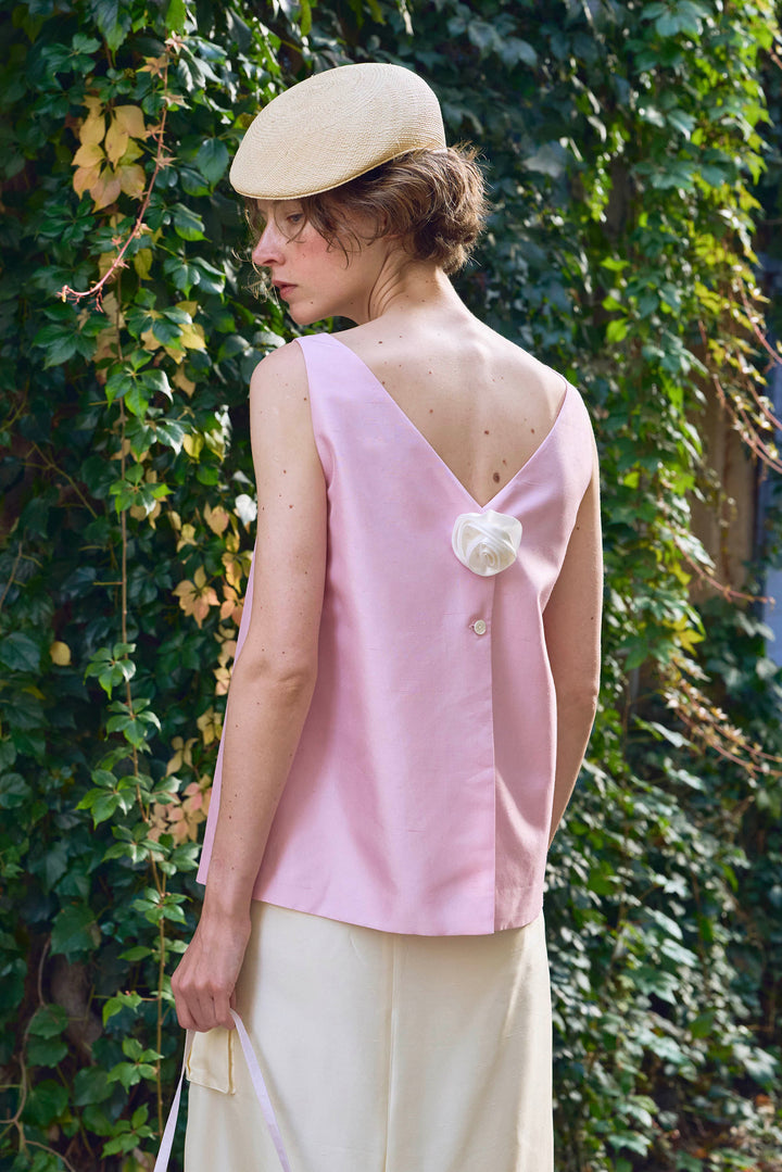 PAJA Out After Brunch Reversible Mulberry Silk Floral Vest Top