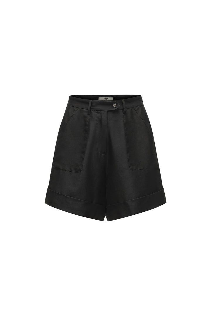 PAJA Out After Brunch Mulberry Silk High-Waisted Shorts