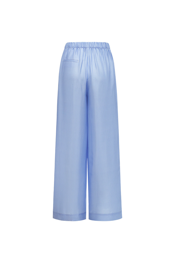 PAJA Out After Brunch Mulberry Silk Striped Wide-Leg Pants