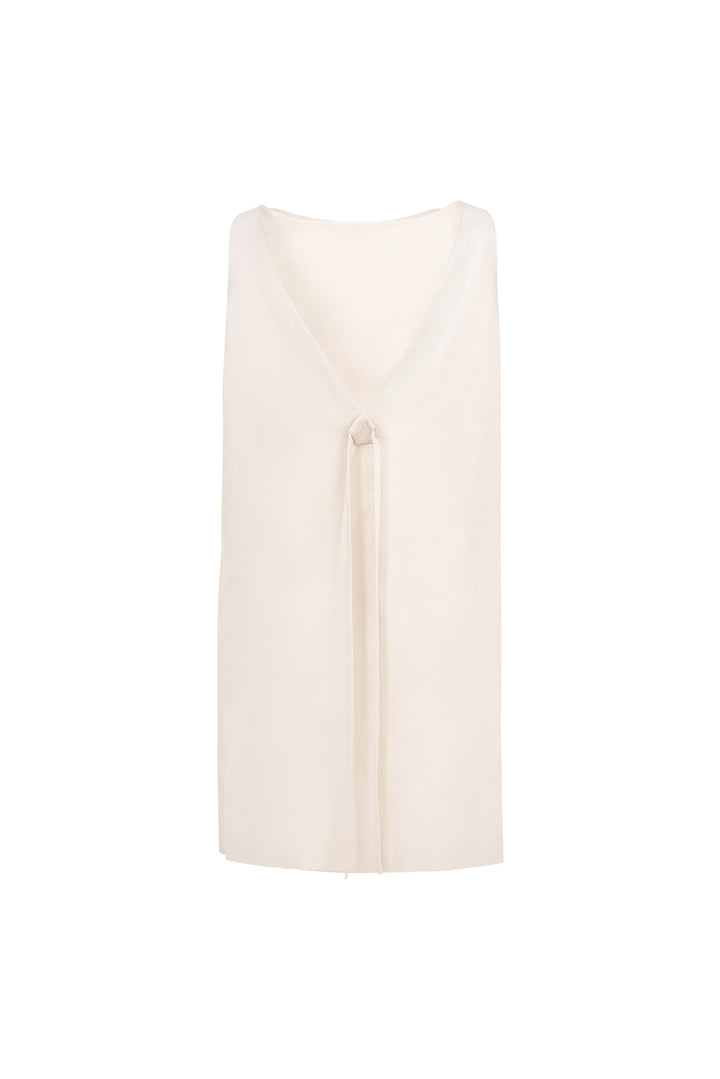 My Party 35 Momme Silk Wool Open-Back Bow Dress