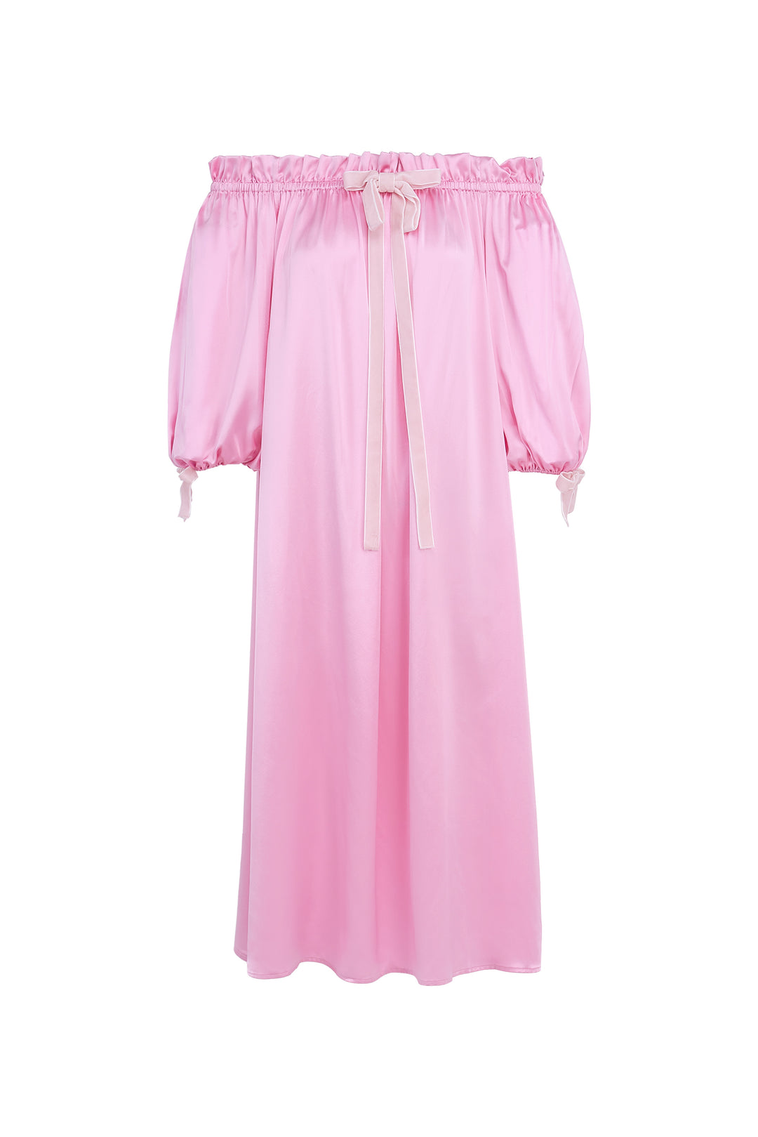 My Party 22 Momme Silk Off-Shoulder Bow Dress My Party 22 Momme Silk Off-Shoulder Bow Dress