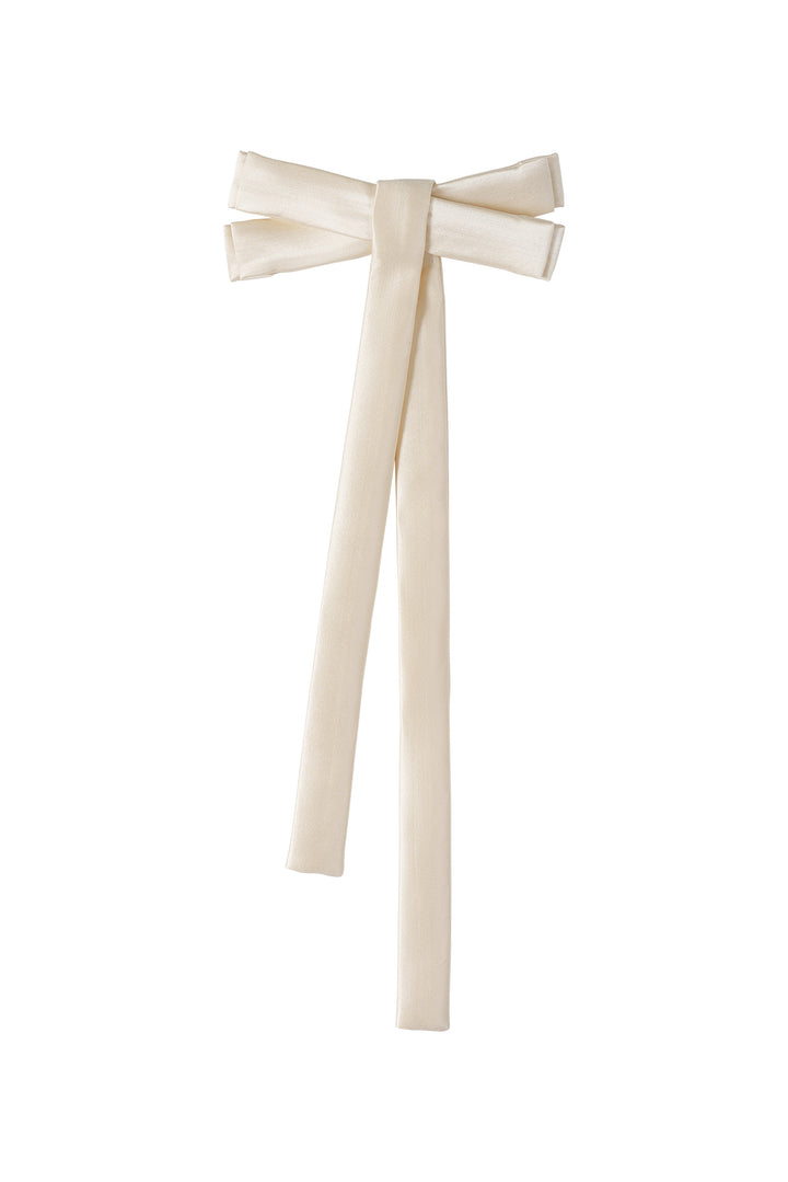 My Party 35 Momme Silk Wool Long Bow Hair Clip