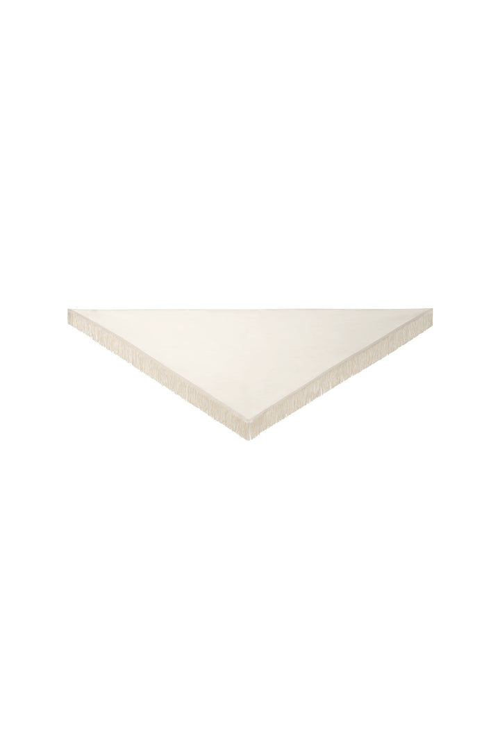 PAJA Summer Shimmer 25 Momme Silk Crepe Satin Fringe-Trim Triangle Scarf