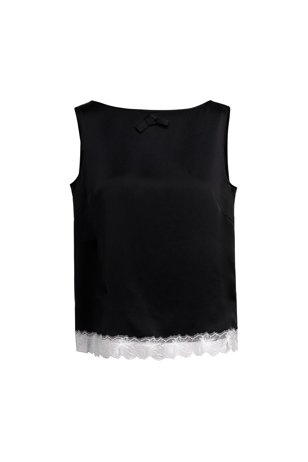 PAJA 25 Momme Silk Crepe Satin Lace-Trim Tank Top