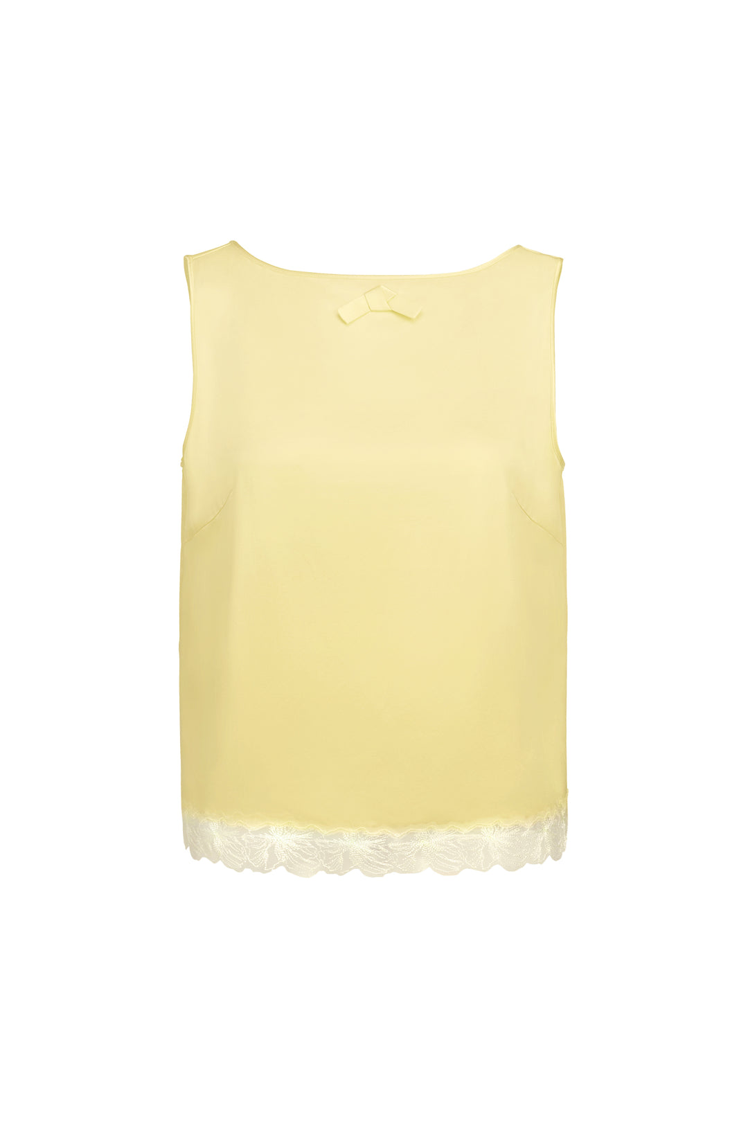 PAJA 25 Momme Silk Crepe Satin Lace-Trim Tank Top
