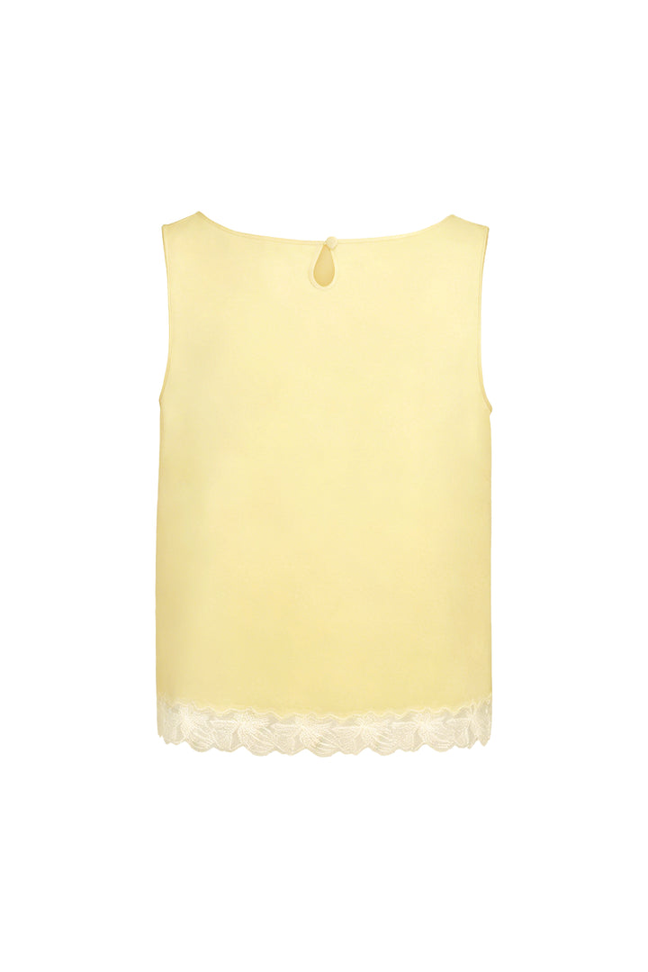PAJA 25 Momme Silk Crepe Satin Lace-Trim Tank Top
