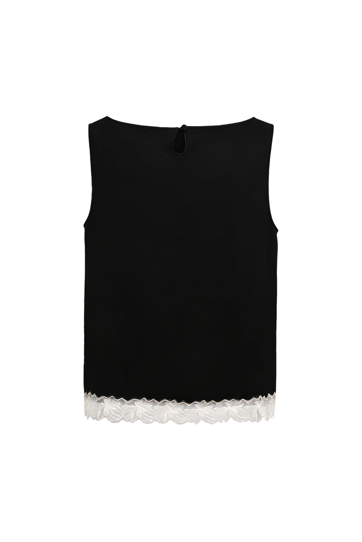 PAJA 25 Momme Silk Crepe Satin Lace-Trim Tank Top