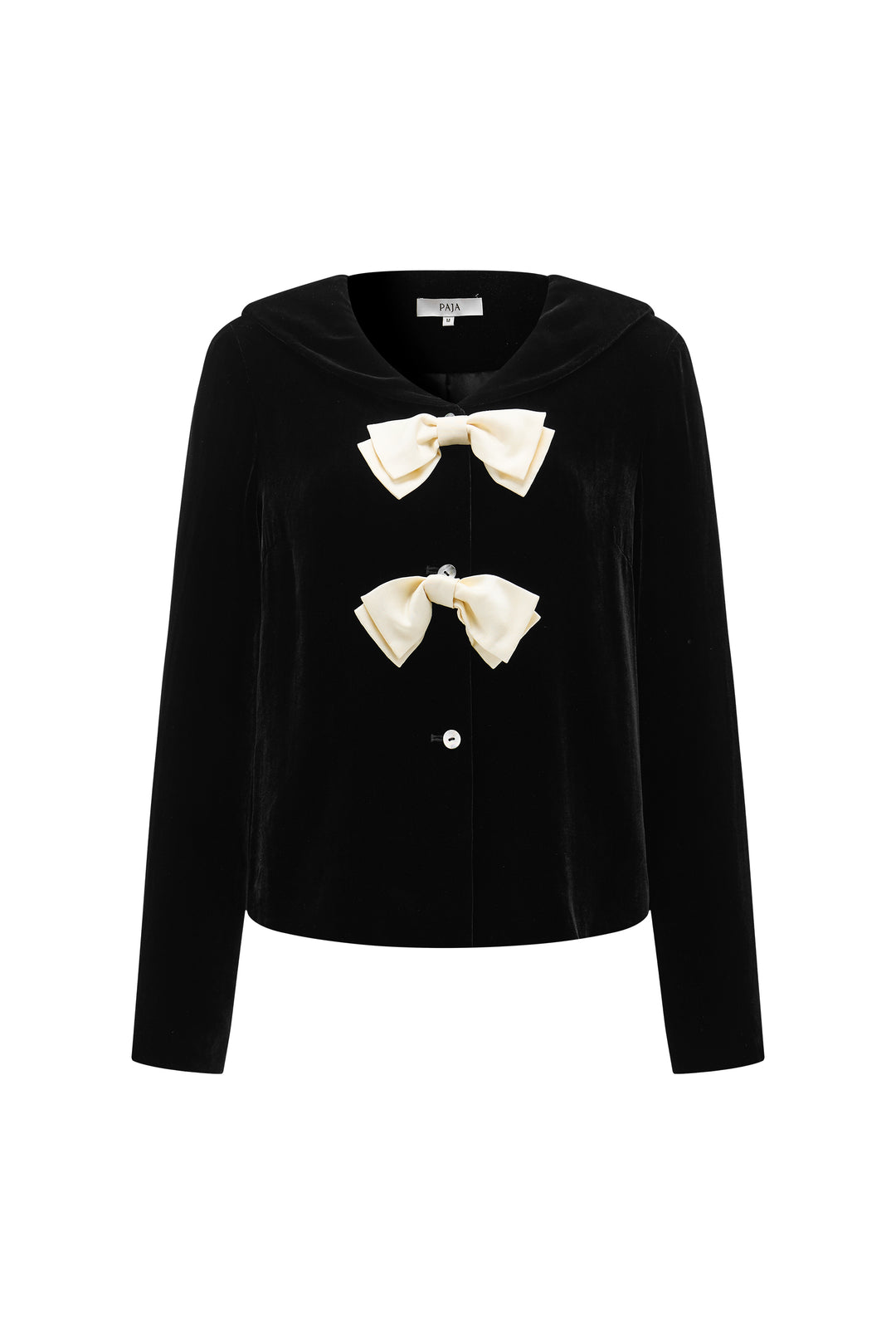 PAJA Summer Shimmer Silk Velvet Sailor Collar Bow Cropped Top