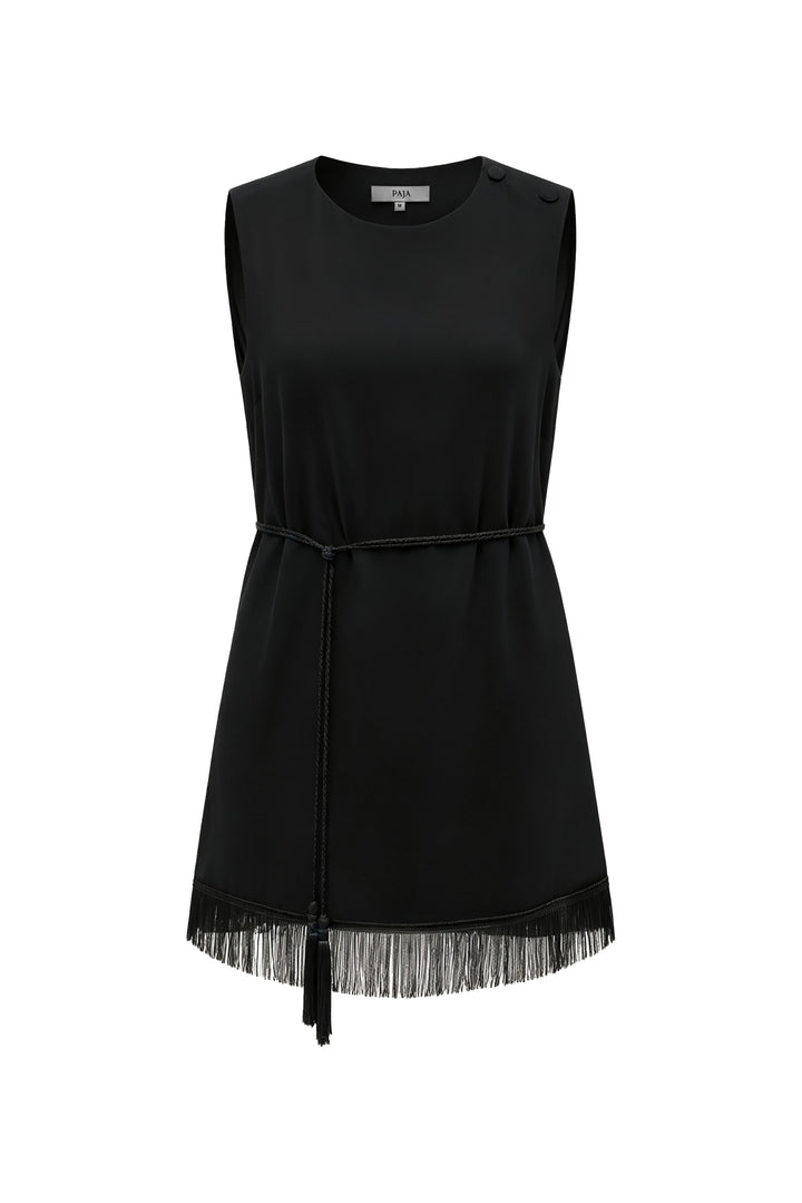PAJA Summer Shimmer Silk Velvet Fringe-Trim Vest Top