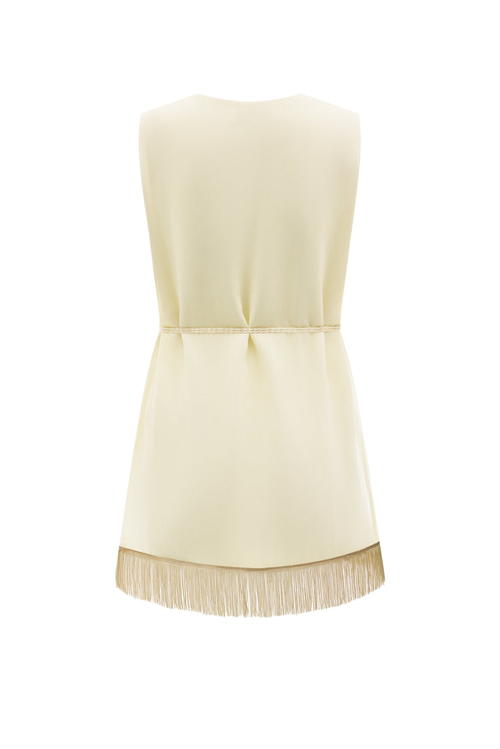 PAJA Summer Shimmer Silk Velvet Fringe-Trim Vest Top