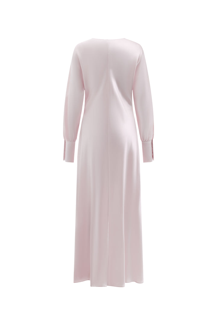 PAJA Summer Shimmer Bias-Cut 25 Momme Silk Crepe Satin V-Neck Long Dress